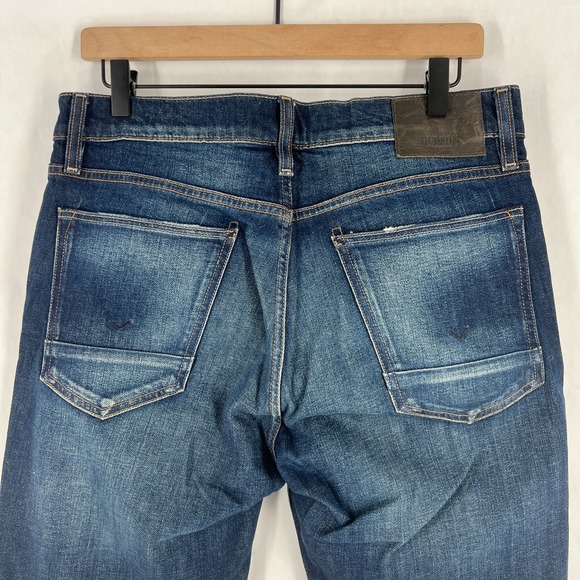 Hudson Blake Slim Straight Jeans Mens 32 Blue Denim Cotton Stretch Mid Rise - Picture 5 of 15